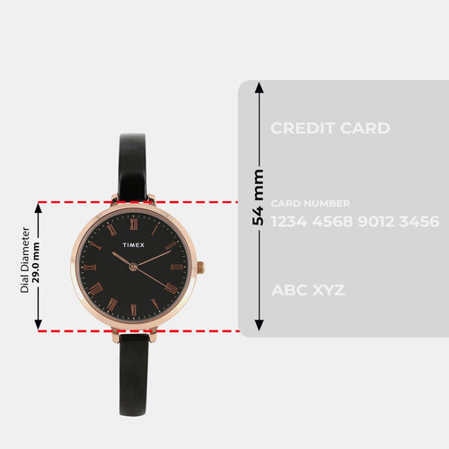 Women Quartz Black Dial Analog Brass Watch TWEL12818