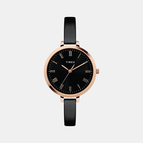 Women Quartz Black Dial Analog Brass Watch TWEL12818