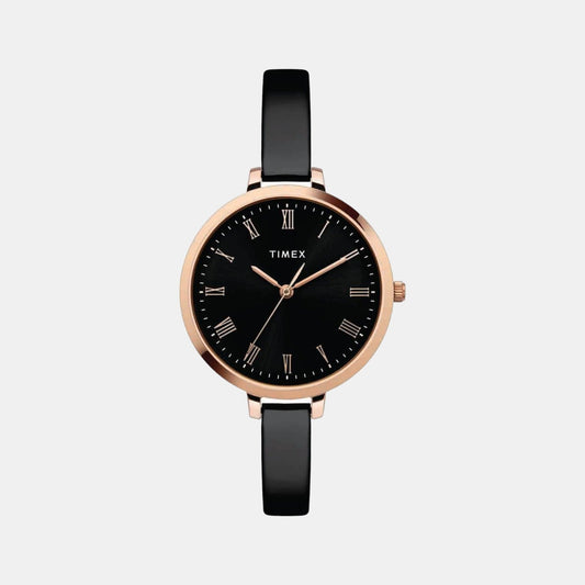 Women Quartz Black Dial Analog Brass Watch TWEL12818