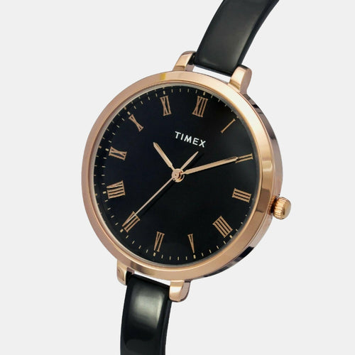 Women Quartz Black Dial Analog Brass Watch TWEL12818