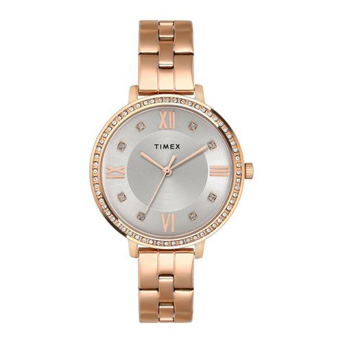 Timex Women Silver Round Analog Dial Watch- TWEL14711