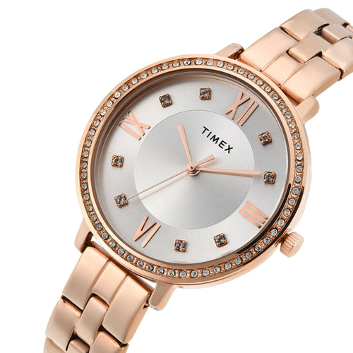 Timex Women Silver Round Analog Dial Watch- TWEL14711
