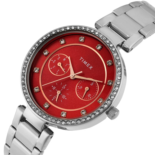 TIMEX Women Red Round Dial Analog Watch - TWEL18704