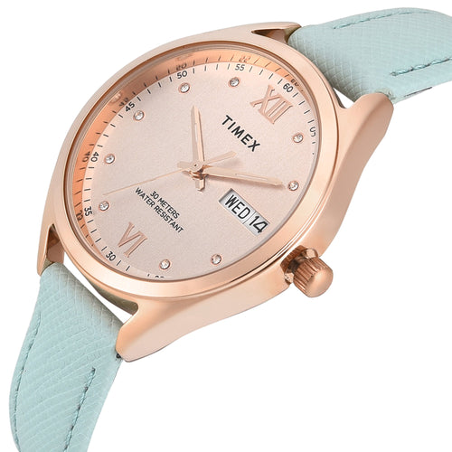 Timex Trendline Round 34mm Rose Gold Dial Analog Women Watch - TWEL26805
