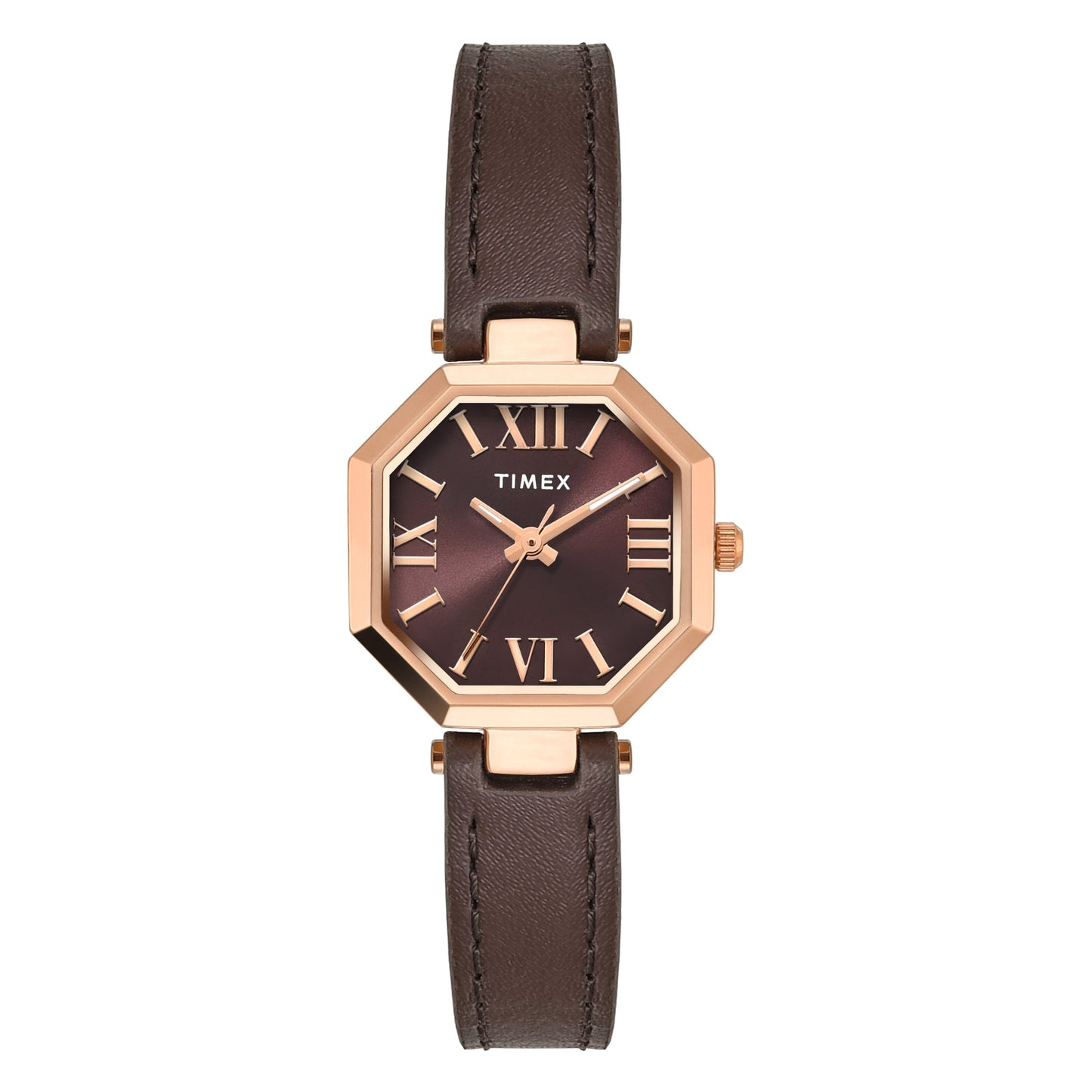 Timex Trendline Octagonal 26mm Brown Dial Analog Women Watch - TWEL26901