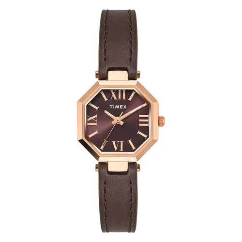 Timex Trendline Octagonal 26mm Brown Dial Analog Women Watch - TWEL26901