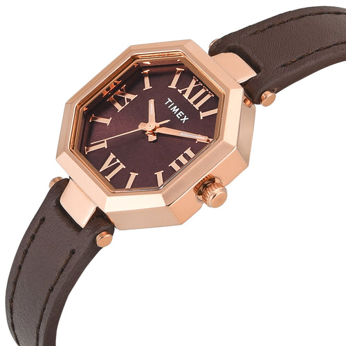 Timex Trendline Octagonal 26mm Brown Dial Analog Women Watch - TWEL26901