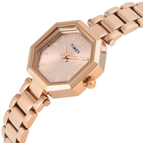 Timex Trendline Octagonal 26mm Rose Gold Dial Analog Women Watch - TWEL26903