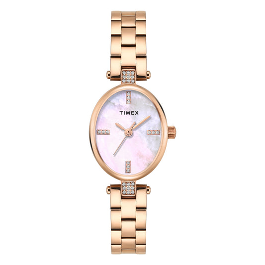 Timex Oval 23mm White Dial Analog Women Watch - TWEL27200