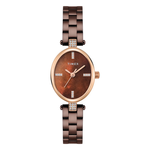 Timex Oval 23mm Brown Dial Analog Women Watch - TWEL27202