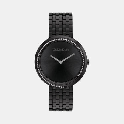 Twisted Bezel Women Quartz Black Dial Analog Stainless Steel Watch 25100039