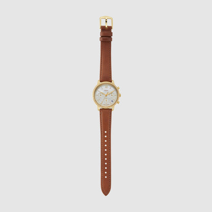Neutra Women Quartz Mother Of Pearl Dial Chronograph Leather Watch ES5278