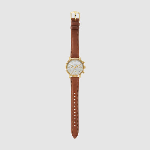 Neutra Women Quartz Mother Of Pearl Dial Chronograph Leather Watch ES5278