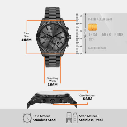 Lexington Men Quartz Black Dial Chronograph Stainless Steel Watch MK9154