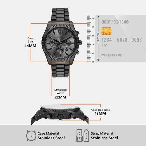 Lexington Men Quartz Black Dial Chronograph Stainless Steel Watch MK9154