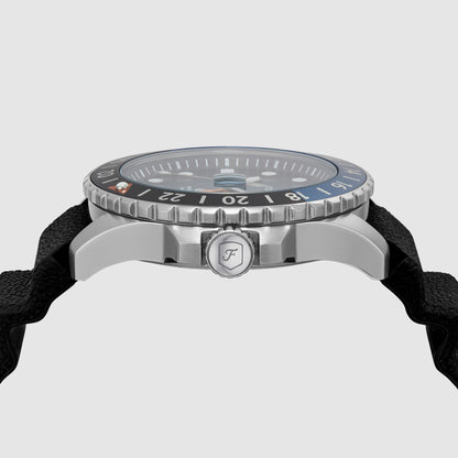 Fossil Blue Gmt Men Quartz Multicolour Dial Analog Silicone Watch FS6049