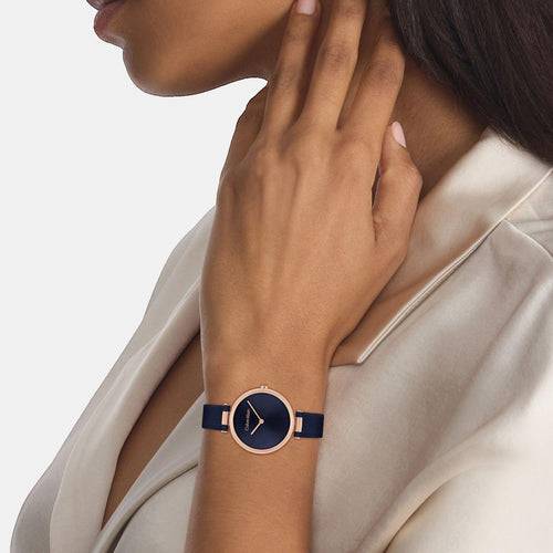 Gleam Women Quartz Blue Dial Analog Leather Watch 25100041