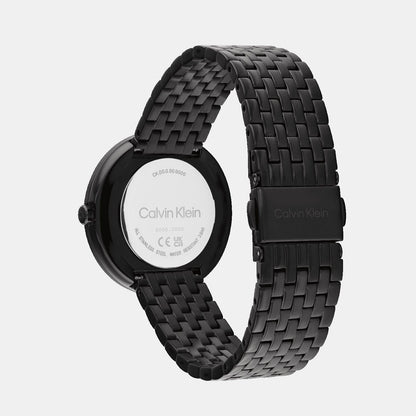 Twisted Bezel Women Quartz Black Dial Analog Stainless Steel Watch 25100039