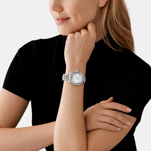 Sage Women Quartz White Dial Analog Stainless Steel Watch MK4807