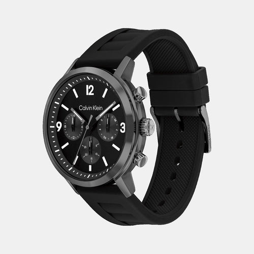 Gauge Men Quartz Black Dial Chronograph Leather Watch 25200461