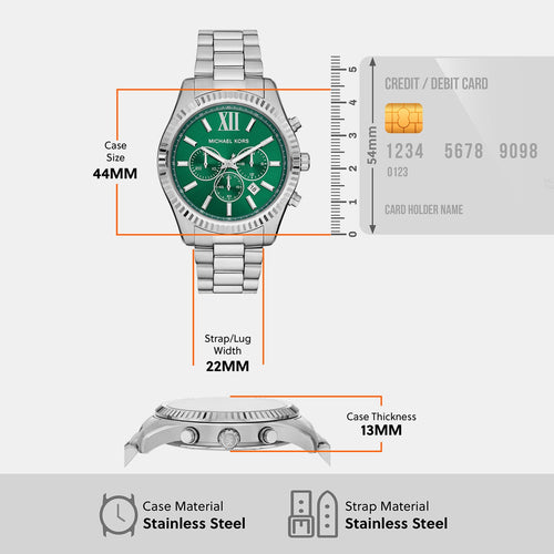 Lexington Men Quartz Green Dial Chronograph Stainless Steel Watch MK9152