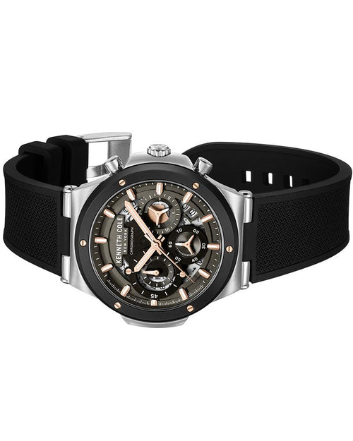 Kenneth Cole Quartz Chronograph Black Dial Black Silicone Strap Watch For Men