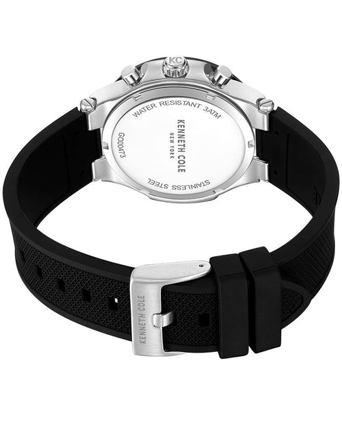 Kenneth Cole Quartz Chronograph Black Dial Black Silicone Strap Watch For Men