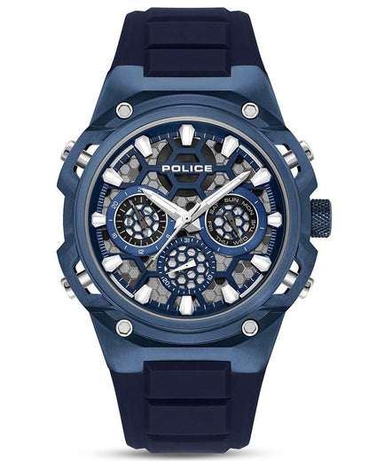 Police Men Round Blue Watches