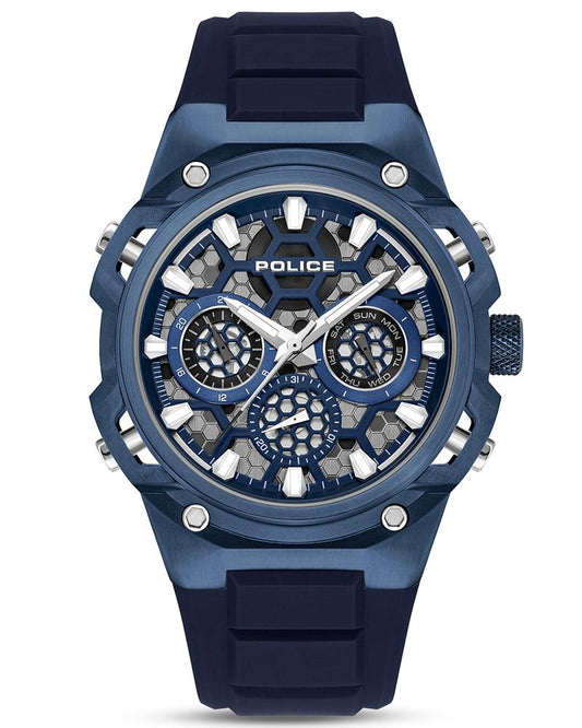 Police Men Round Blue Watches