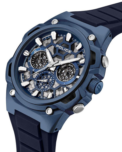 Police Men Round Blue Watches