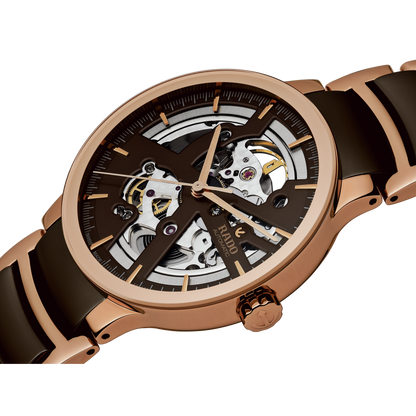 Rado Centrix Brown Skeleton Dial Automatic R30181312 Watch for Men