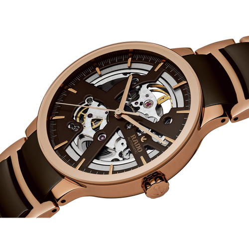 Rado Centrix Brown Skeleton Dial Automatic R30181312 Watch for Men