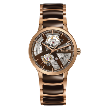 Rado Centrix Brown Skeleton Dial Automatic R30181312 Watch for Men
