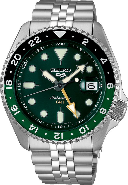 Seiko  5 Sports Men Automatic Green Dial Analog Stainless Steel Watch SSK035K1