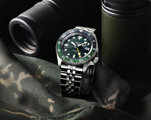 Seiko  5 Sports Men Automatic Green Dial Analog Stainless Steel Watch SSK035K1
