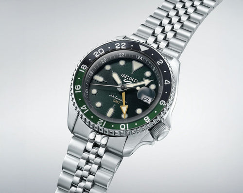 Seiko  5 Sports Men Automatic Green Dial Analog Stainless Steel Watch SSK035K1