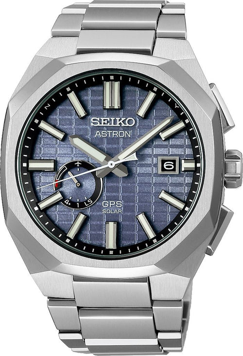Seiko Astron Men Solar Blue Dial Analog Titanium Watch SSJ013J1