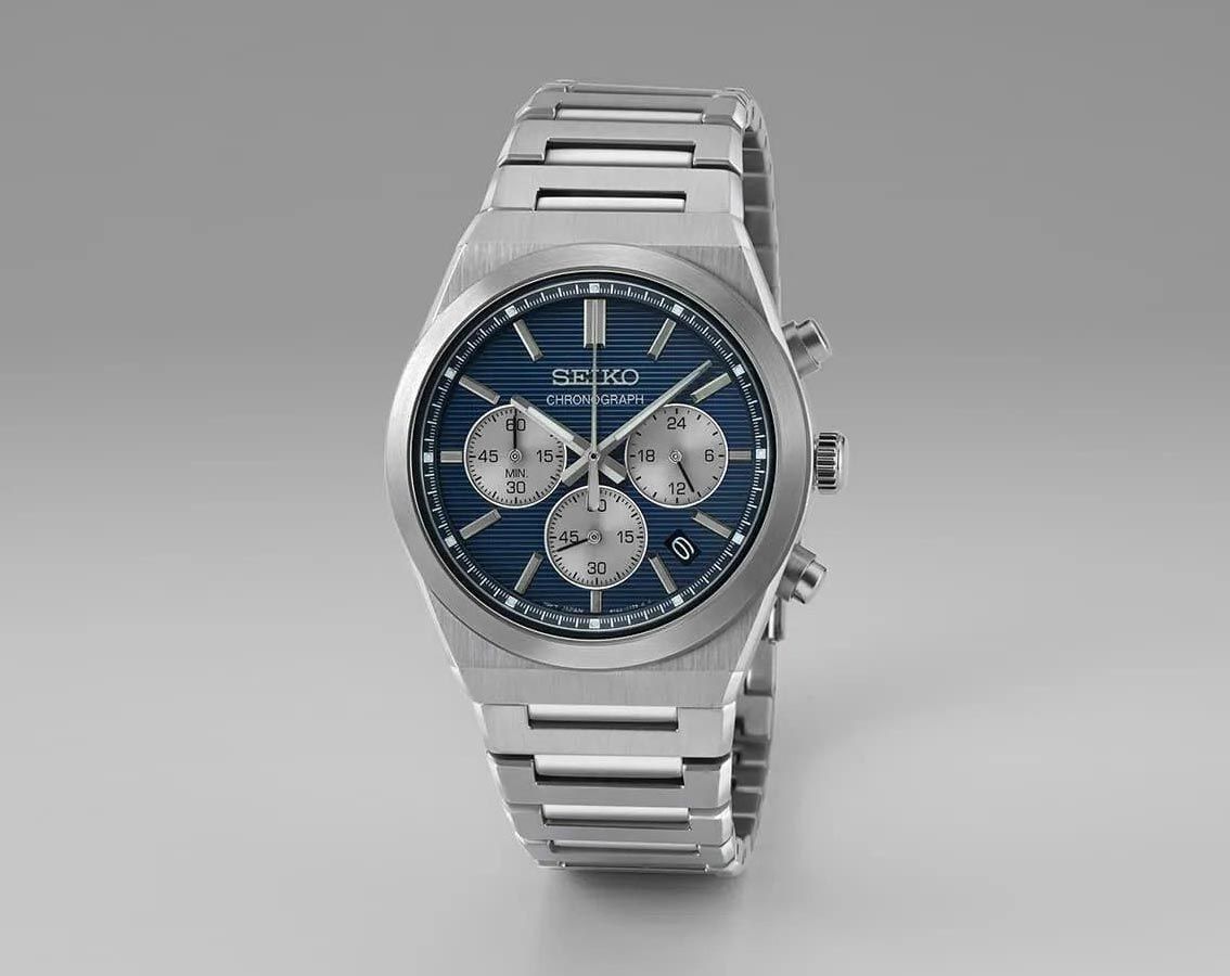 SeikoDress Men Quartz Blue Dial Chronograph Stainless Steel Watch SSB453P1
