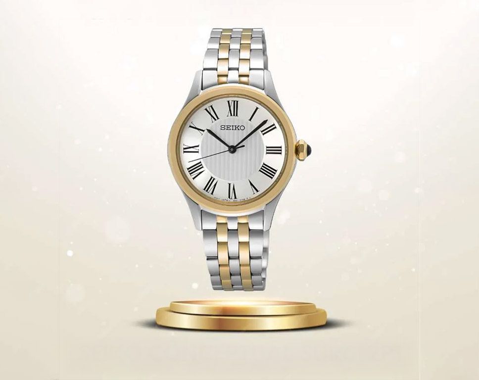 Seiko Classic Women Quartz White Dial Analog Stainless Steel Watch SUR612P1