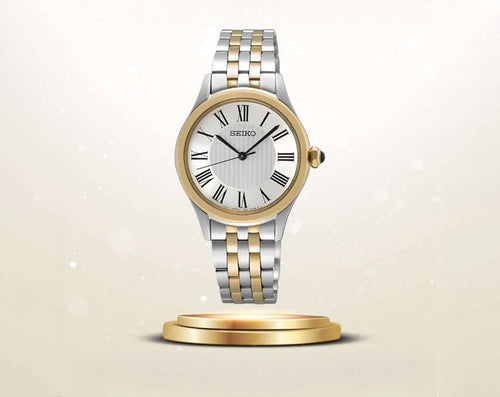 Seiko Classic Women Quartz White Dial Analog Stainless Steel Watch SUR612P1