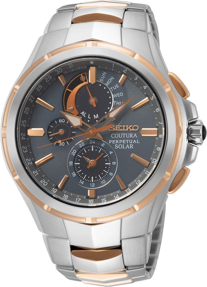 Coutura Men Solar Black Dial Analog Stainless Steel Watch SSC788P9