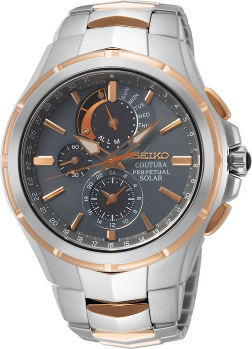 Coutura Men Solar Black Dial Analog Stainless Steel Watch SSC788P9