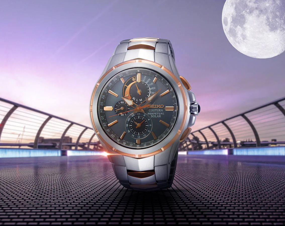 Coutura Men Solar Black Dial Analog Stainless Steel Watch SSC788P9