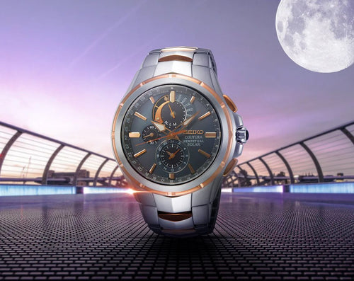 Coutura Men Solar Black Dial Analog Stainless Steel Watch SSC788P9