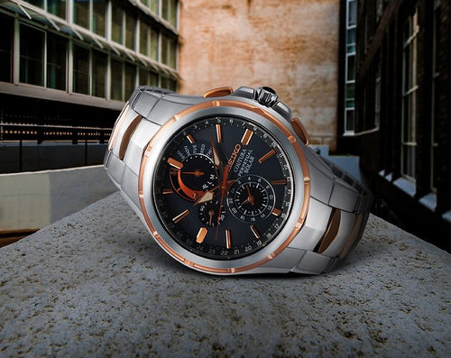 Coutura Men Solar Black Dial Analog Stainless Steel Watch SSC788P9