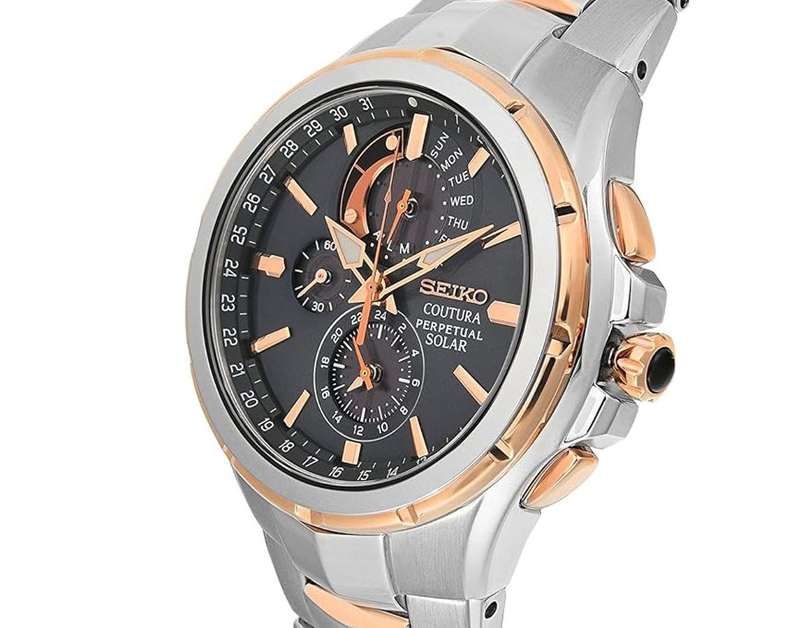 Coutura Men Solar Black Dial Analog Stainless Steel Watch SSC788P9