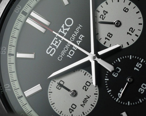 Seiko Dress Men Quartz Black Dial Chronograph Stainless Steel Watch SSB429P1