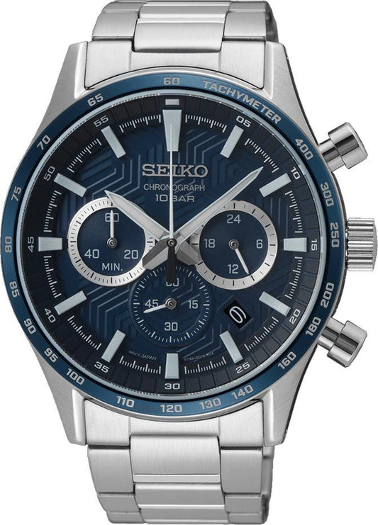 Men's Quartz Chronograph Watch with Three Sub-dials - SSB445P1