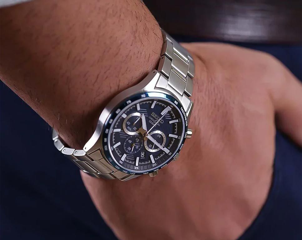 Men's Quartz Chronograph Watch with Three Sub-dials - SSB445P1