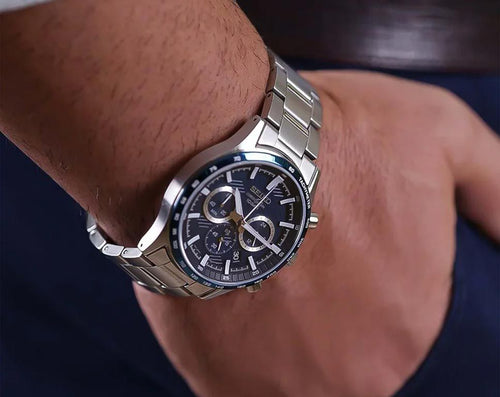 Men's Quartz Chronograph Watch with Three Sub-dials - SSB445P1